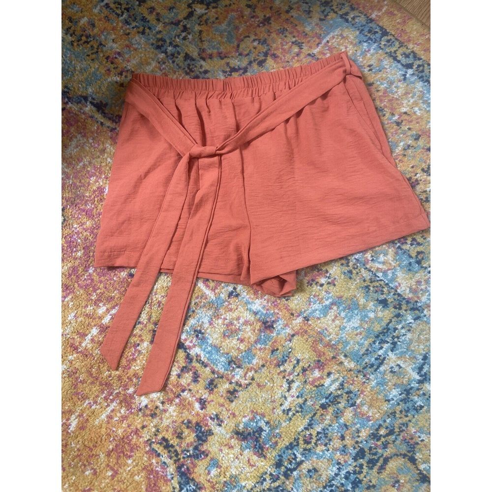Sage Women's Size‎ L  Rust Shorts Boho Gauzy Lined Shorts Tie Belt